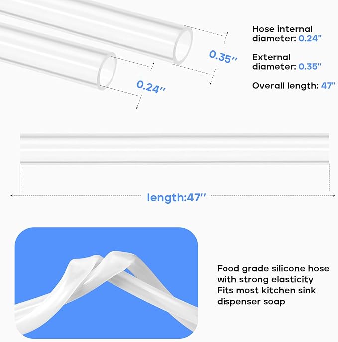 Samodra Sink Soap Dispenser and Extension Tube Kit, ABS Pump Head Bronzed Built in Design with 47” Extension Tube to Soap Bottle, No More Messy Refills(No Bottle)