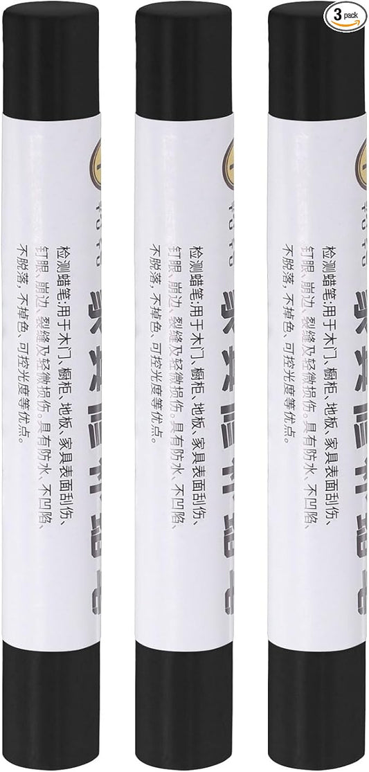 uxcell Furniture Repair Crayons, 3Pcs - Wood Wax Filler Stick, Furniture Markers Touch Up - for Scratches Holes Tables Desks Wooden Floors Cover Ups, Carbon Black