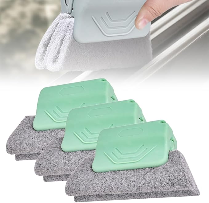Magic Window Track Cleaner, 2025 Upgraded Handheld Cleaning Brush Set, for Window Slides Grooves, Tile Grout Lines, Shutter Slats, Car AC Vents & Narrow Gaps (Green 3PCS)