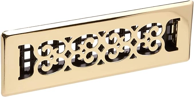 Decor Grates SPH210 Floor Register, 2x10, Polished Brass Finish