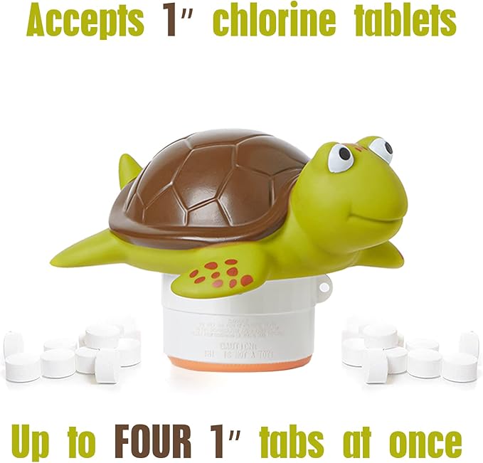XY-WQ Turtle Chlorine Floater for 1" Tab ONLY, Mini Floating Pool Chlorine Dispenser