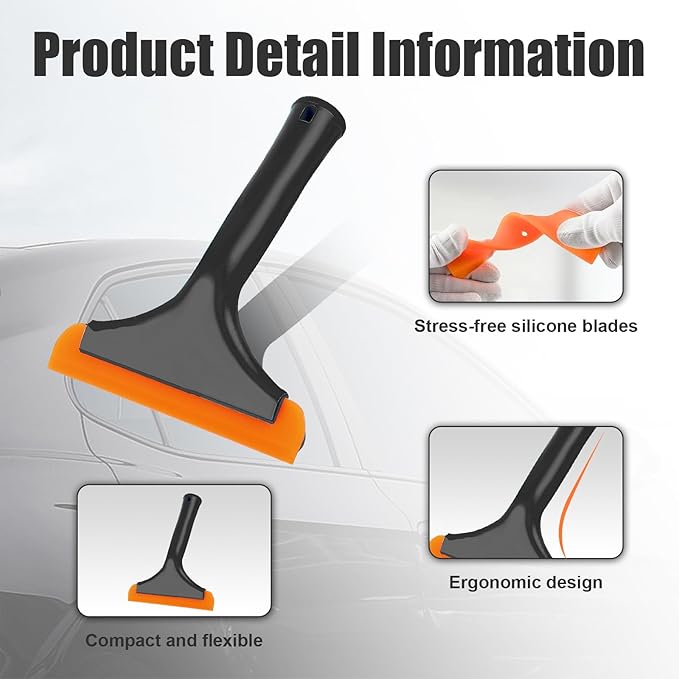 Ziciner Small Silicone Window Squeegee, Car Windshield Water Blade Squeegee, Multifunctional Auto Squeegee with 5.9 Inch Blade and Non-Slip Handle for Car Window, Mirror, Home Cleaning (Black)