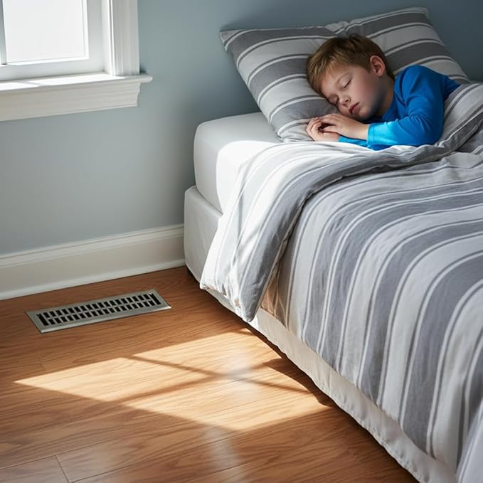 Empire Register Co, Modern Contemporary 2x14 inch Floor Vent Cover, Brushed Nickel Finish, Heavy Duty Steel, Metal Damper Attached, Excellent Air Flow, Easy Installation