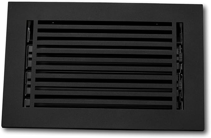 Madelyn Carter 6 x 14 Cast Aluminum Linear Vent Cover with Damper - Black (Overall: 7.25 x 17.25) | Floor Register - Wall Register