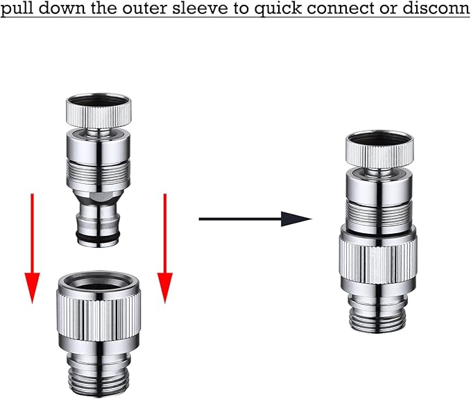 Kitchen Sink Faucet Quick Connector, Dishwasher Washer Snap Coupling Adapter, Faucet to Garden Hose Adapter for Bathroom Kitchen/Shower Hose/Garden Hose