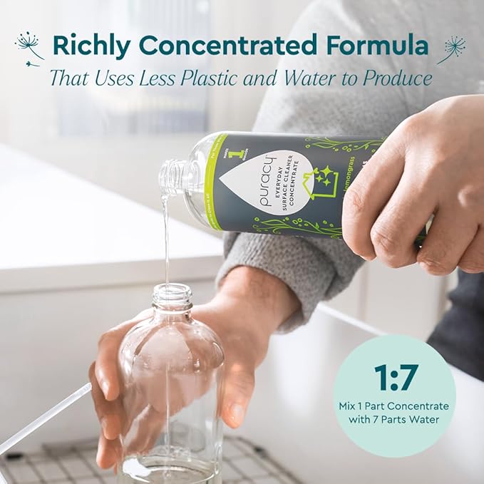 Puracy Multi-Surface Cleaner Concentrate - Plant-Powered Everyday Surface Cleaner - Natural All Purpose Cleaning Solution As Seen on TikTok (Free & Clear, 16 fl oz)