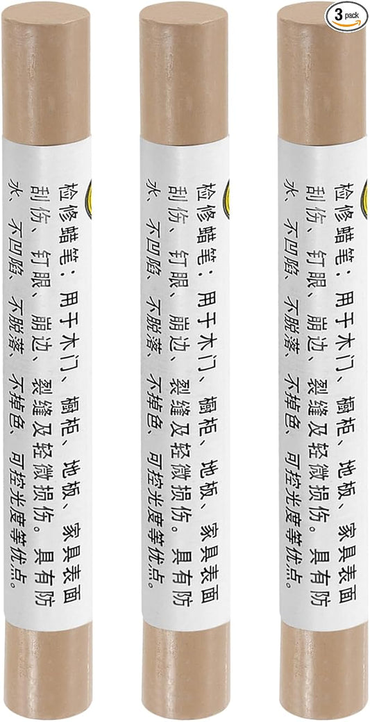 uxcell Furniture Repair Crayons, 3Pcs - Wood Wax Filler Stick, Furniture Markers Touch Up - for Scratches Holes Tables Desks Wooden Floors Cover Ups, Light Cloth Pattern