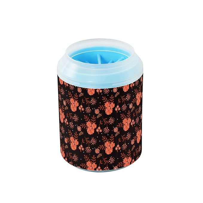 Dog Paw Cleaner Cups for Dogs Pets Foot Washer Paw Scrubber for Medium Small Cats Dogs Cleaning Cup Fall Red Flowers