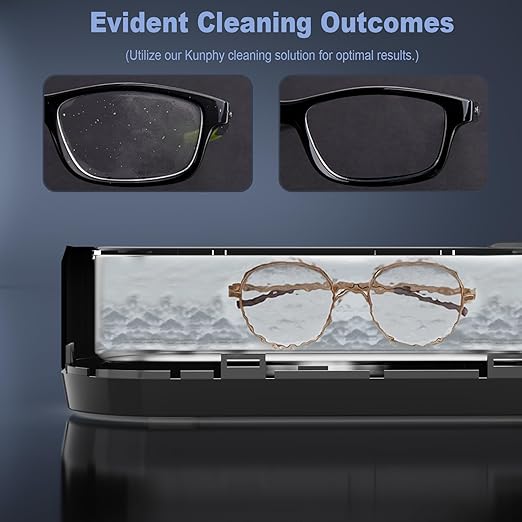 KUNPHY Sonic Jewelry Cleaner, Jewelry Cleaner Machine with 12oz 46kHz, Professional Sonic Cleaner with One-Touch Operation, Sonic Cleaner for Rings, Glasses, Jewelry, Dentures, 2packs(White+Black)