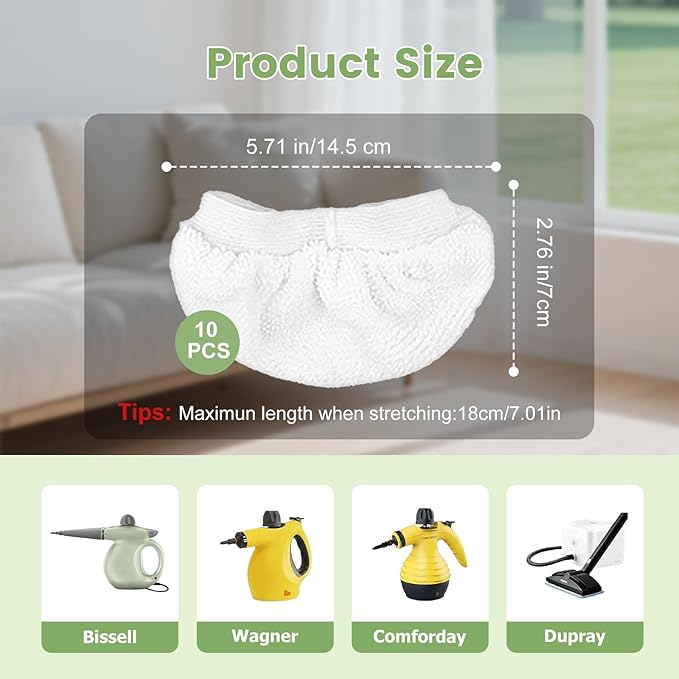 10Pack Microfiber Cloths for Handheld Steam Cleaner Compatible with Bissell Steam Shot, Comforday, PurSteam, Wagner Spraytech, Universal Washable Steam Cleaner Accessories