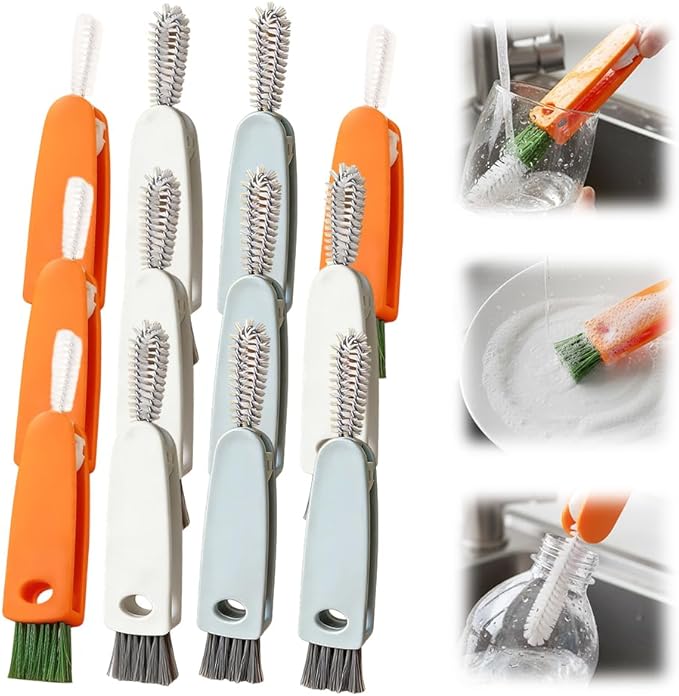 Upgrade 3 in 1 Cup Lid Cleaning Brush Set, 2025 New 12PCS Multifunctional Bottle Crevice Portable Cup Lid Cleaning Brushes, Crevice Cleaning Brush, Home Kitchen Crevice Brush Tools (4)