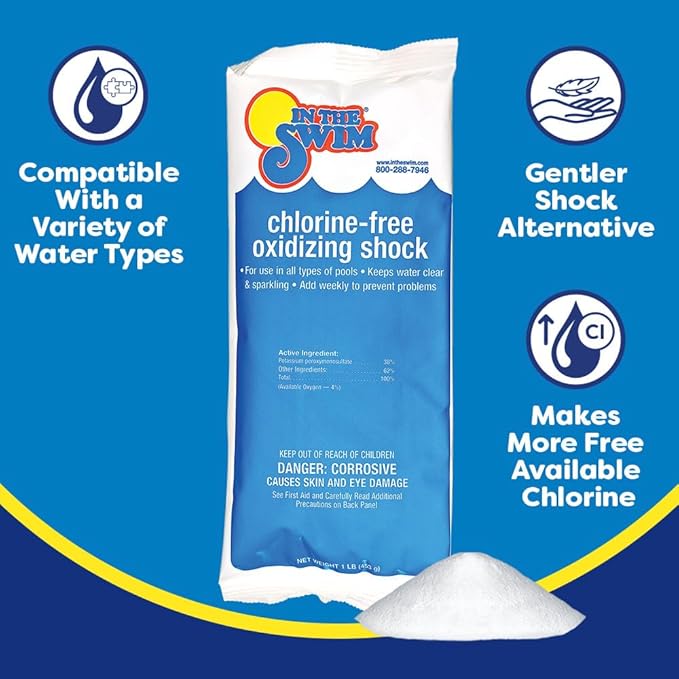 In The Swim Bromine Plus and Chlorine-Free Shock Bundle: Includes 8 Pound Bucket of Bromine Plus and 12 x 1 Pound Bags Chlorine-Free Shock - Effective Low Odor Alternative