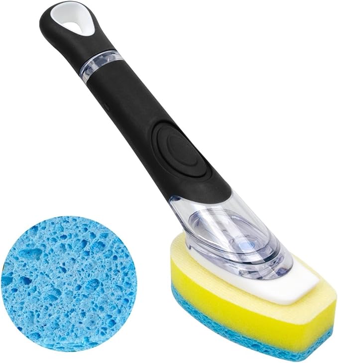 CELOX Soap Dispensing Sponge, Dish Wand with Soap Dispenser for Pans, Pots, Sink Cleaning