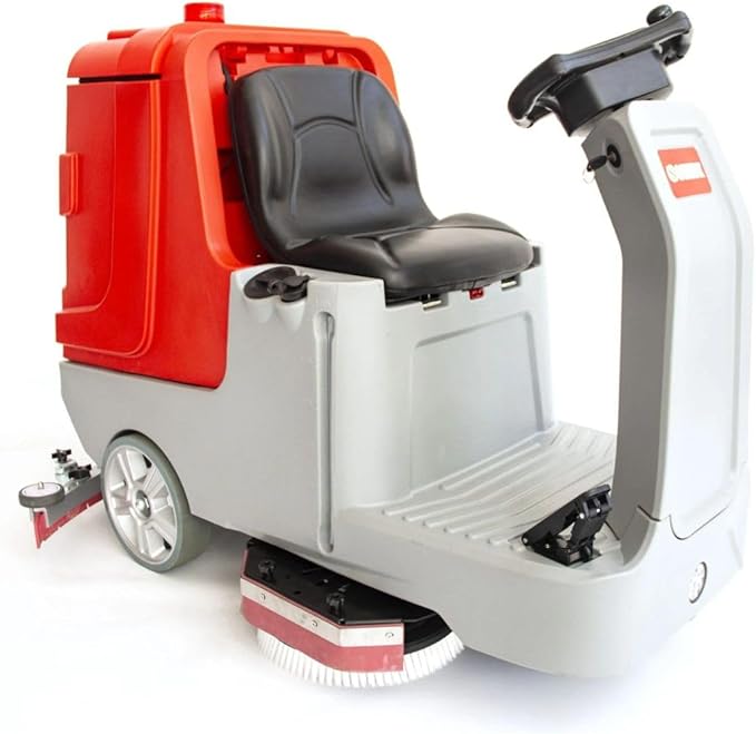 SM860 Ride-On Floor Scrubber Machine, Dual 17” Brushes, 80,000 Sq.Ft/H Productivity, 34.3 Gal Solution & 37 Gal Recovery Tanks, Battery Powered Commercial Floor Cleaner