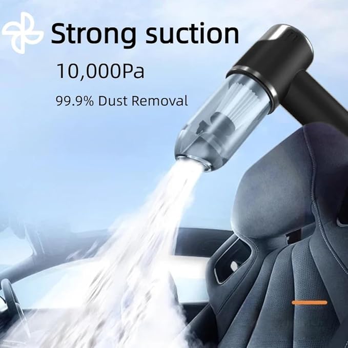 Portable Car Vacuum Cleaner, 2-in-1 Handheld Vacuum & Sealer, 10,000Pa Strong Suction Cordless Mini Vacuum for Car/Home/Keyboard/Pet Hair, Compact Rechargeable with Washable HEPA Filter(Black)