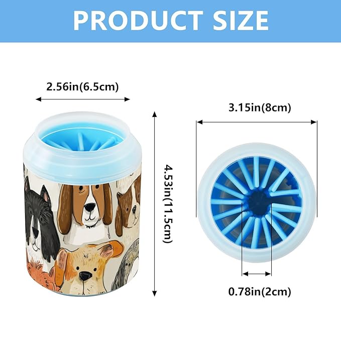 Dog Paw Cleaner Cups for Dogs Pet Foot Washer Paw Scrubber for Medium Small Dogs Cats Cleaning Cup Beige Cute Pet Dogs
