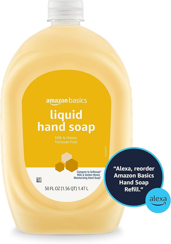 Amazon Basics Liquid Hand Soap Refill, Milk and Honey Scent, Triclosan-Free, 50 Fluid Ounces, 2-Pack (Previously Solimo)
