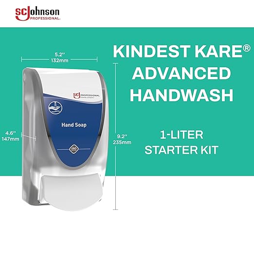 SC Johnson Professional Kindest Kare Advanced Hand Soap Starter Kit with Soap Dispenser and 1L Soap Cartridge for Hospital, Medical and Professional Use