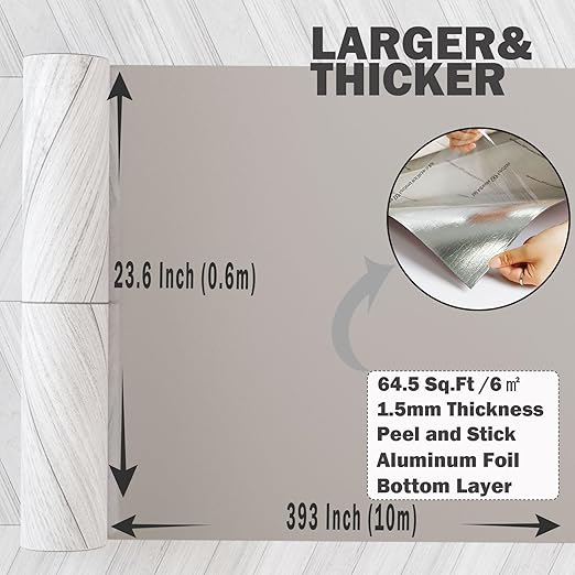 Oxdigi Peel and Stick Herringbone Vinyl Flooring Roll 23"x 393"/64 Sq.Ft, Self Adhesive Vinyl Floor Tiles Wood Plank Flooring Waterproof Wear-Resistant for Any Room, DIY Floor Coverings, Off-White