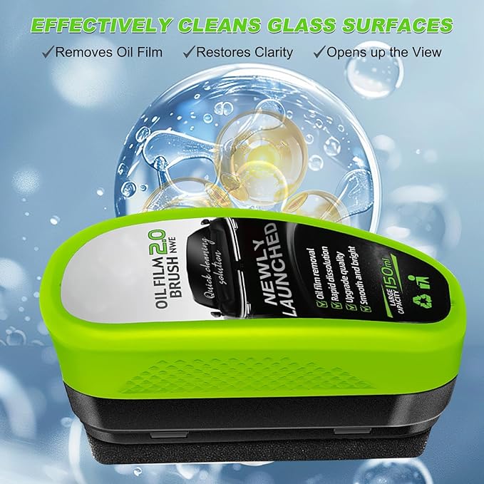 Clear Vision Glass Cleaner, Upgrade 2.0 Clearvision Car Windshield, Automotive Oil Film Cleaning Brush for Cars Windows, Car Windshield Cleaner Tool for Perfect Visibility