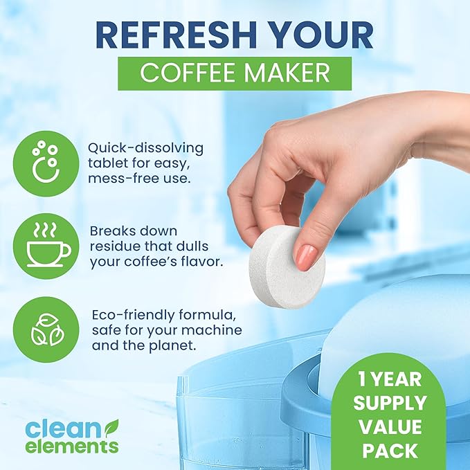 Coffee Maker Cleaner & Descaler Tablets – 24 Pack, Deep Cleaning for Coffee Pot & Coffe Machine, Compatible with Keurig, Nespresso, Miele, Ninja, Breville, DeLonghi, Espresso & Drip Machines