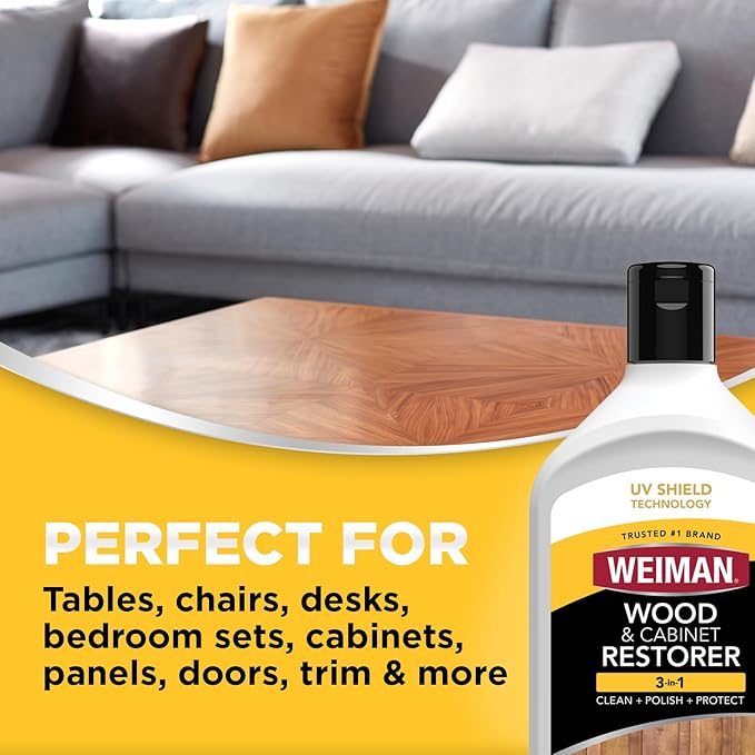 Weiman Wood Restore and Repair Kit, Wood Floor Scratch Repair, Furniture Markers Touch Up, Cabinet Cleaner, Removes Dirt & Reduces Scratches, Safe for Table, Desk, & Chair, UV Shield Technology