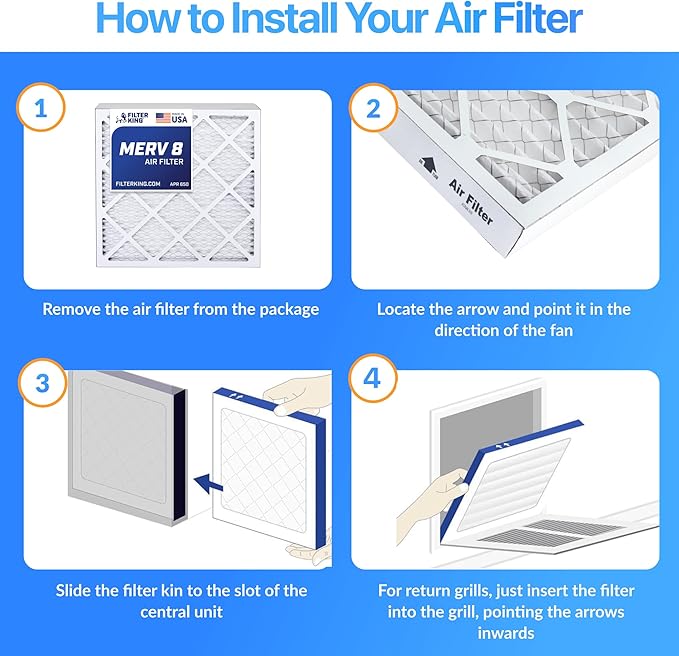 Filter King 39x15x1 Air Filter | 4-PACK | MERV 8 HVAC Pleated A/C Furnace Filters | MADE IN USA | Actual Size: 39 x 15 x .75"