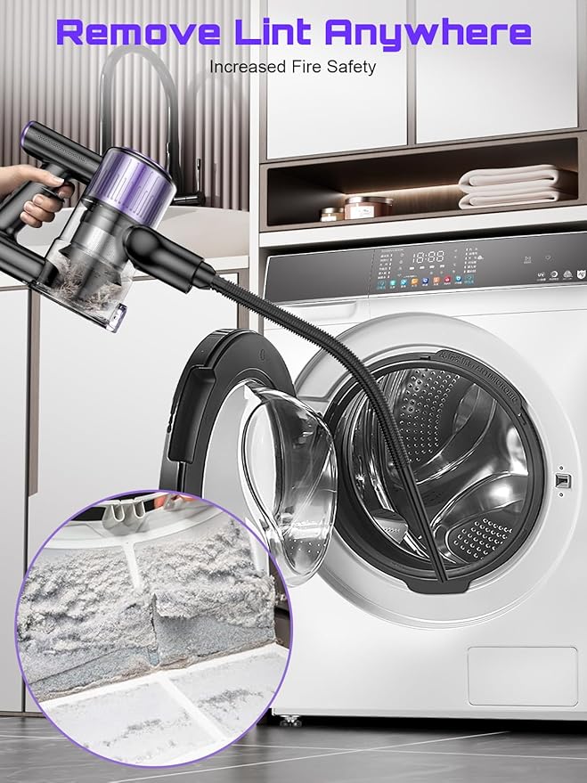 Cordless Vacuum Cleaner, 45KPA /10-in-1 Stick Vacuum with 29-inch Hose, 45Mins Runtime Vacuum Cleaners for Home, Anti-Tangle Brush, Lightweight Rechargeable Vacuum for Hardwood Floor Carpets