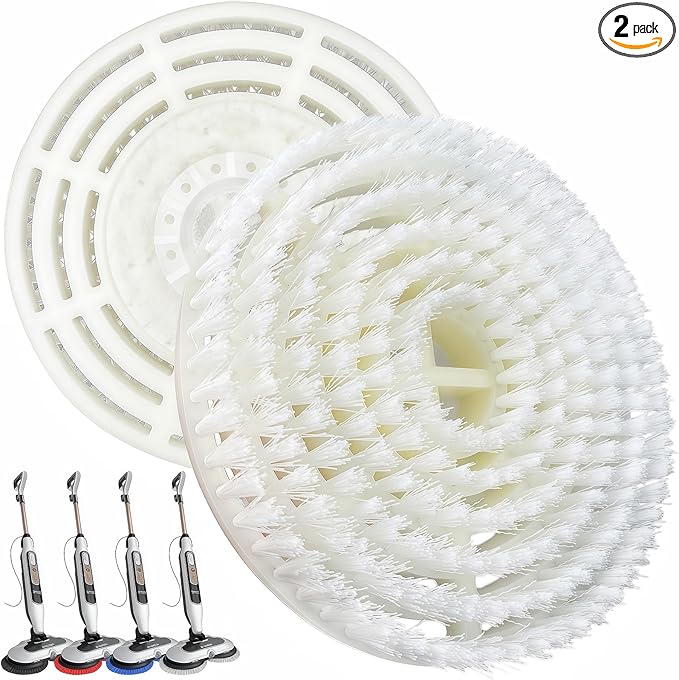 Steam Cleaner Mop Replacement Brush Heads for Shark steam and Scrub mop S7000 S7201 S7005 S7020 S7001C S7000AMZ S8001, Upgraded Scrubbing & Polishing Pads for Deep Cleaning Hard Floors, 2 Pack White