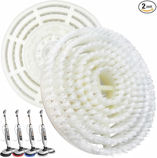 Steam Cleaner Mop Replacement Brush Heads for Shark steam and Scrub mop S7000 S7201 S7005 S7020 S7001C S7000AMZ S8001, Upgraded Scrubbing & Polishing Pads for Deep Cleaning Hard Floors, 2 Pack White