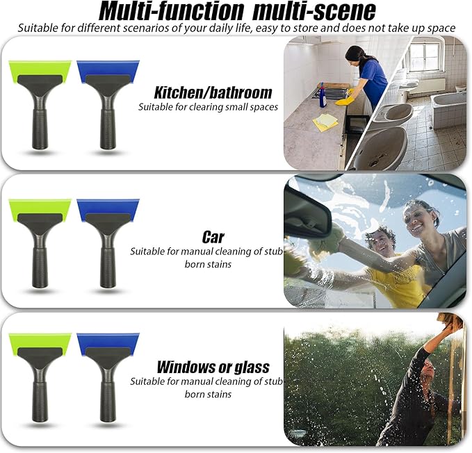 Small Squeegee car Window Squeegee Silicone Squeegee for Window Door Bathroom Mirror,Car Wrapping Scraper Tool (2, Green)