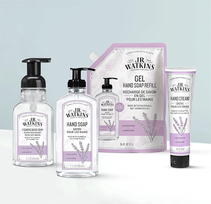 J.R. Watkins Foaming Hand Soap with Pump Dispenser, Moisturizing Foam Hand Wash, All Natural, Alcohol-Free, Cruelty-Free, USA Made, Lavender, 9 fl oz,(Pack of 6)