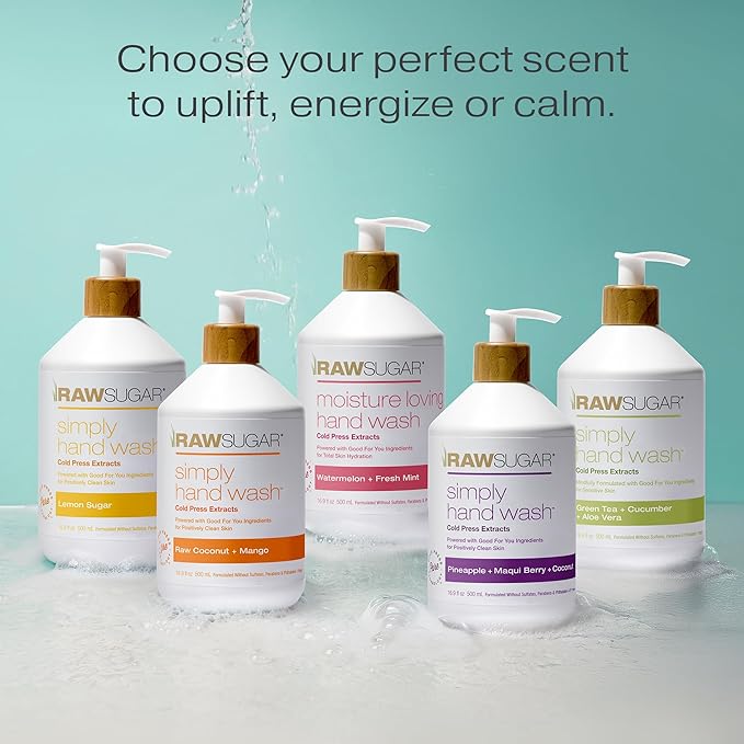 RAW SUGAR 3-Pack Liquid Hand Soap, Moisturizing with Fruity Aroma, Formulated without Parabens, Cruelty Free & Vegan - 16.9 Fl. Oz (Pineapple + Maqui Berry + Coconut)