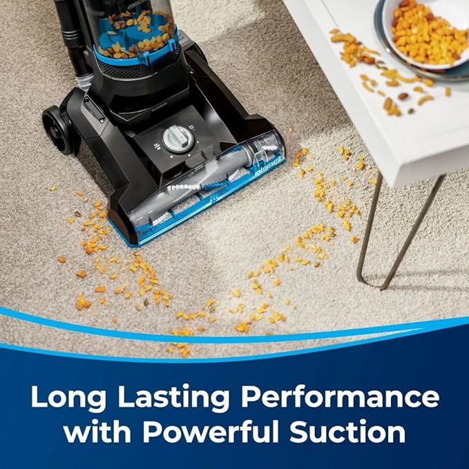 BIISSELL Lightweight Upright Vacuum with Helix System, 13‑Inch Path, Extension Wand & On‑Board Tools for Deep Carpet & Hard Floors (Blue)