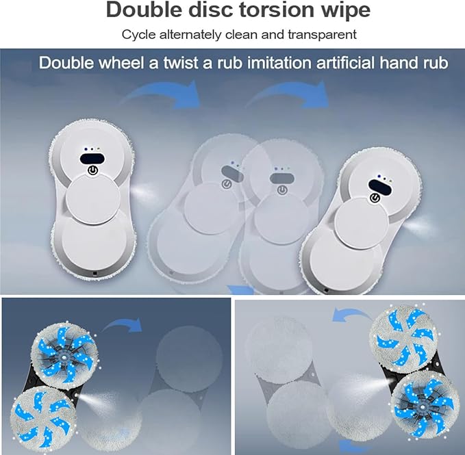 Window Cleaning Robot Window Robot Vacuum Cleaner 2800Pa Strong Suction Smart Window Cleaning Robot, Remote Control, Cleaning for Interior/Exterior Windows Mirror Door
