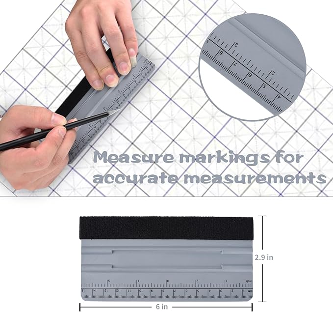 Durable Black Felt Edge Vinyl Squeegee Tool 6-Inch, Car Vinyl Film Wrapping Decal Window Tint Work, Professional Scratch Free Squeegee (Pack of 2)