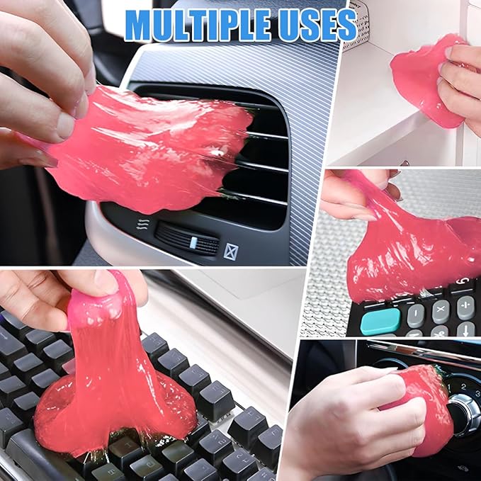 Car Cleaning Gel, Vehicle Dust Detailing Putty Slime Cleaner Kit for Air Vent, Reusable Automotive Interior Detail Clean Mud Removal Tool, Universal for SUV Sedan Truck (Pink)