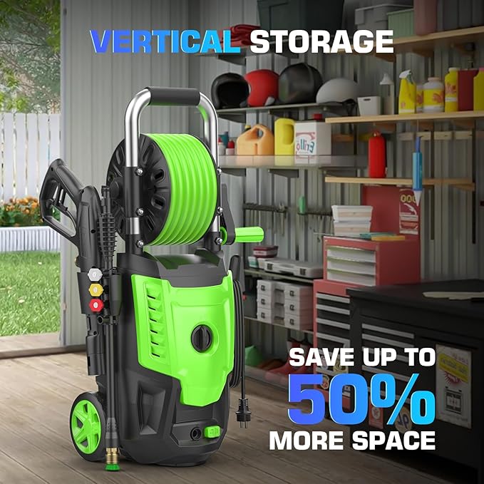 Professional Electric Pressure Washer 4800PSI, 4.0GPM Portable Power Washer with 4 QC Nozzles and Soap Bottle, Washer Machine for Cars/Home/Driveways/Patios/Decks/Fences (Green)