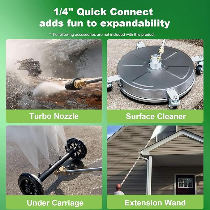 Professional Pressure Cleaner, Power Cleaner with Foam Cannon,4 Nozzles,33FT Hose and Soap Bottle,Car Clean Machine/Car/Driveway/Patio Clean (Dark Green)