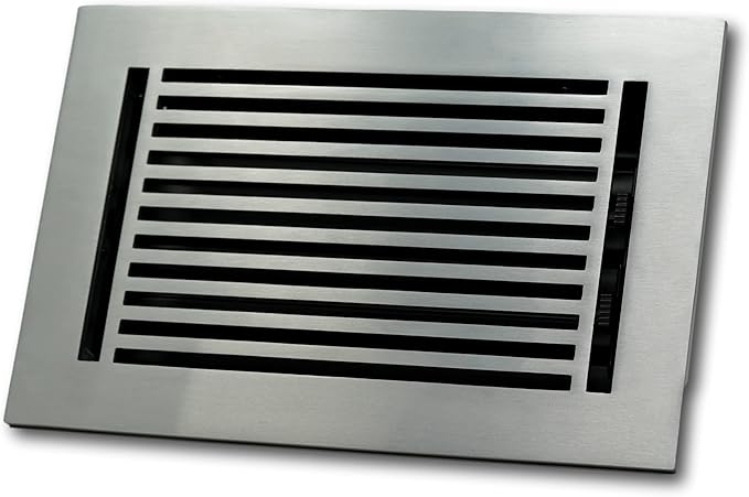 Madelyn Carter 2 x 10 Cast Aluminum Linear Bar Vent Cover with Damper - Brushed Satin (Overall: 3.75 x 11.75) | Floor Register - Wall Register