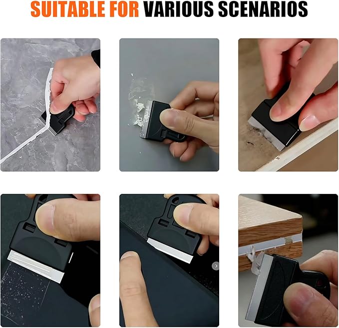 7 Pack Razor Blade Scraper Tool, Razor Scraper, Paint Scraper for Cleaning, With Extra 40Pcs Blade Scraper, For Cooktop, Wall, Floor, Glass Cleaning Scraper