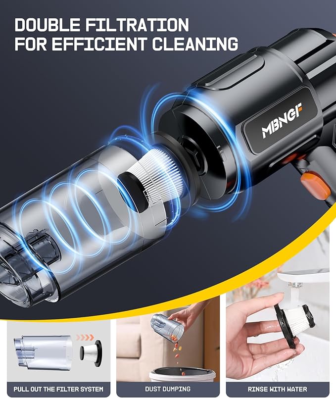 Car Vacuum Portable Cordless,35000PA High Power Suction & Blower, Handheld Vacuum Covers Cleaner for Car, Home, Desktop, Keyboard(Fog Black)