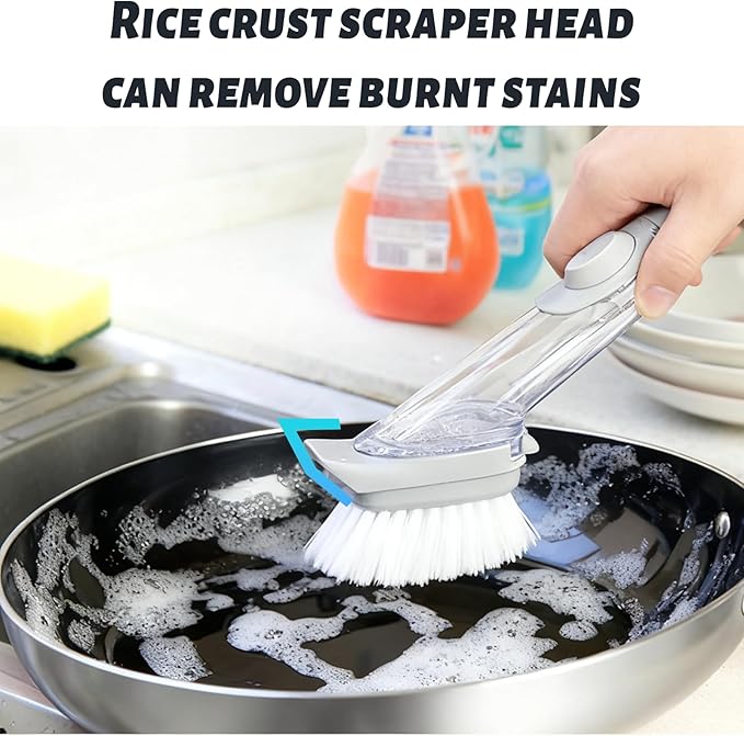 Dish Brush,Dish Scrubber with Soap Dispenser,Dish Wand,Kitchen Brushes for Dishes,Includes Three Brush Heads