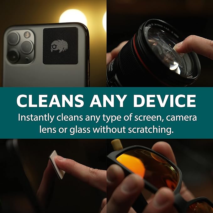 KUVRD Waterbear - Universal Screen Cleaners - Teeny Tiny Cleaning Tools for Your Lenses & Screens - 4-Pack - (4-Pad Sets)