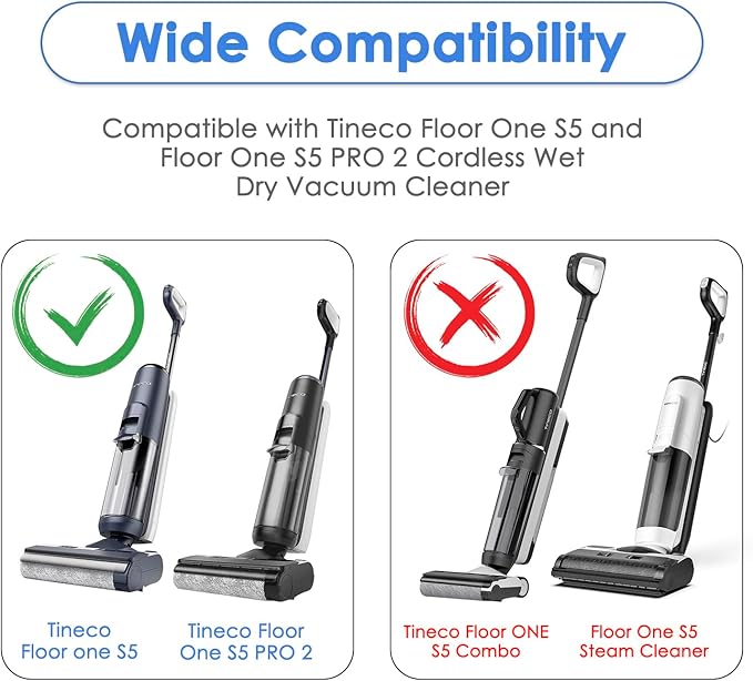 (5 Pieces) Replacement Brush Rollers and HEPA Filters Compatible with Tineco Floor ONE S5/Floor One S5 Pro 2 Smart Cordless Wet Dry Vacuum Cleaner (Note: Not applicable to Floor ONE S5 Combo)