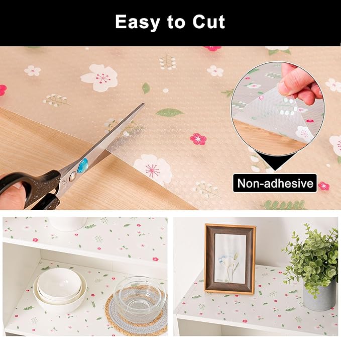 Cooyes Shelf Liner – Premium Non-Adhesive Cabinet & Drawer Liner for Kitchen – Waterproof Shelf Paper with Modern Pattern – Durable EVA Cabinet Mat – Easy to Cut （12" W x 120" L）