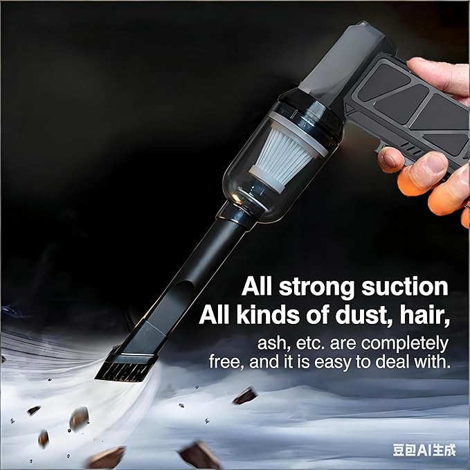 3-in-1 Cordless Turbo Fan Vacuum ， Portable Mini 100,000 RPM Small Powerful Blower Fan with LED Light, for PC/Keyboard Cleaning, Car Detailing, Pet Hair & Leaf Blowing, Home/Car Electronics Cleaner