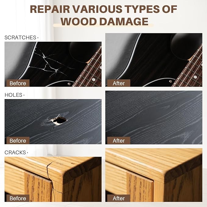 Vinyl Hardwood Floor Repair Kit - 12 Colors Laminate Floor Wax Wood Furniture Touch Up Marker Restore Any Scratches, Stains, Cracks, Hole for Floor, Door, Cabinet