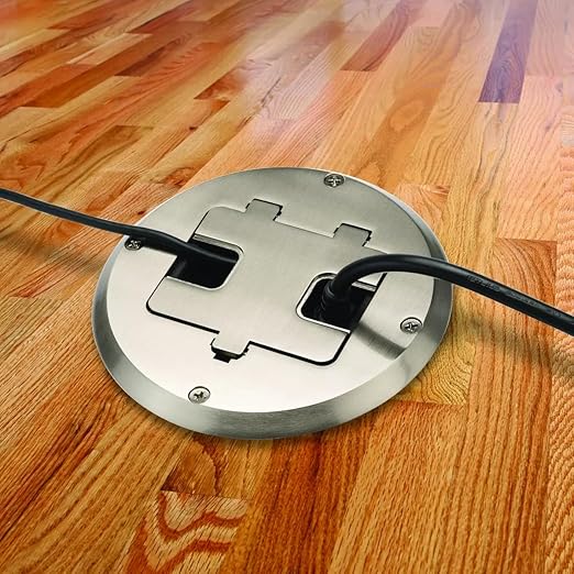 RACO Floor Box Kit 6239ACNI Nickel 15A/125V Duplex Receptacle Outlet with USB Ports, Single Gang Electrical Box for Wood Sub-Floor with 3.1A/5V Type A and C USB Outlet Receptacles for Home Improvement