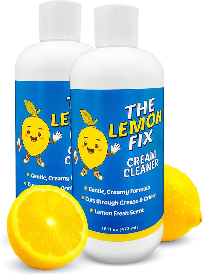 Cream Cleaner and Lemon All Purpose Cleaner for Kitchen, Bathroom, Shower, Tile & Oven, Cuts Grease & Grime, Gentle Formula Multipurpose Cleaner, The Lemon Fix, Made in USA, 16oz Bottles, 2 Pack